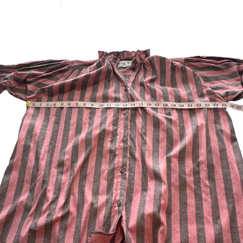 Mille Striped Pink and Brown Women's Top Preppy academia boho girly - Picture 12 of 14